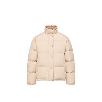 Moncler Moncler Verone Leather-trimmed Short Down Jacket, Women, Beige, Size: 00