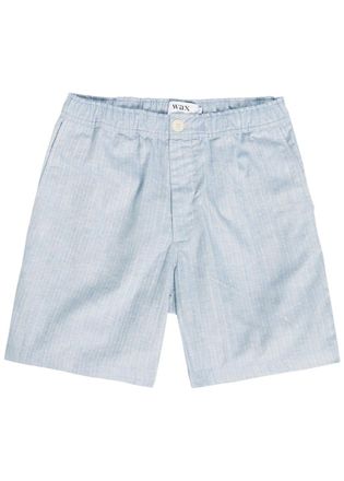Wax London Kurt Striped Cotton and Linen-blend Shorts - Light Blue - 36 (W36 / XL)
