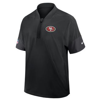 Nike San Francisco 49ers Sideline Coach Nike Mens NFL 1/2-Zip Short-Sleeve Jacket in Black | 03BO166N73-2J5