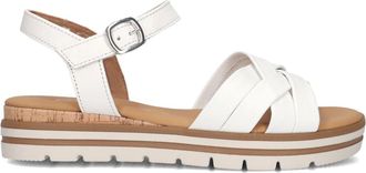Gabor Schoenen, Dames, Wit, 41 EU, Leer, Platte sandalen met plateauzool
