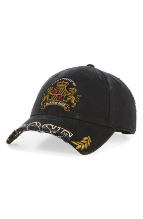 Martine Rose Distressed Cut Peak Baseball Cap in Black Washed at Nordstrom