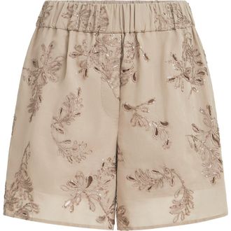 Brunello Cucinelli Shorts with dazzling broderie anglaise in Espresso at Nordstrom, Size 36 It
