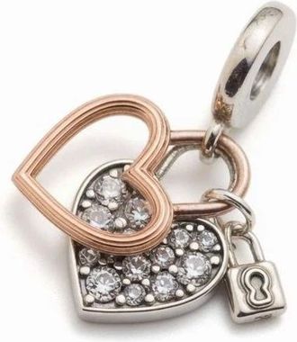 Pandora Heart Padlock Double Dangle Charm - female - Pandora - Jewellery - Multicolor - ONE SIZE - Accessories
