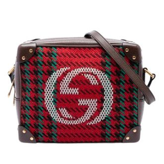 Gucci Pre-owned Printed Canvas Crossbody - Dames - Pre-owned - Rood - Maat: ONE Size Leer