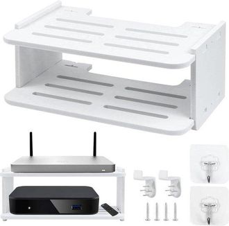 No Brand Soporte De Pared Para M&oacute;dem - Blanco - Estante De Almacenamiento Para M&oacute;dems, C&aacute;maras, Adornos, Tel&eacute;fonos M&oacute;viles Y Altavoces Inteligentes - Con Detal