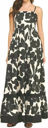 Pinch Design Floral Tiered Maxi Dress In Black/ivory