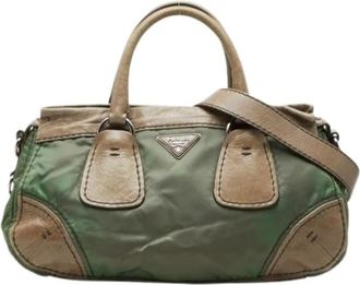 Prada Pre-owned Handbags, female, Green, Size: ONE SIZE Pre-owned Vintage Nylon Shoulder Bag