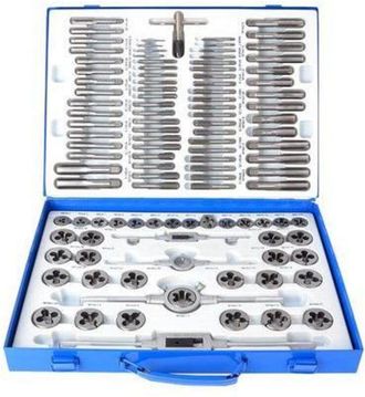 Silver Jeans Co Juego De Machuelos Y Terrajas, Silver, Set Completo 110 Piezas, Creaci&oacute;n Y Reparaci&oacute;n De Roscas, M&eacute;trico, Uso Profesional, Acero Resistente, Con Malet