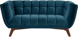 Rendez-Vous D&eacute;co Rendez-vous D&eacute;co - Sof&aacute; De 2 Plazas De Terciopelo Azul Oscuro - Mona
