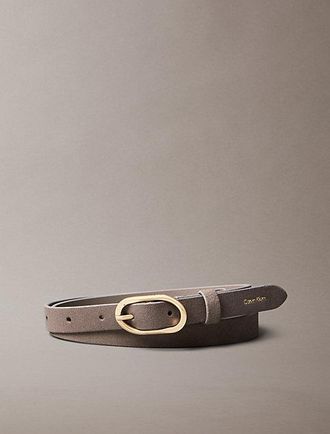 Calvin Klein Cintur&oacute;n Con Hebilla Ovalada De Mezcla De Ante Y Piel