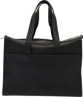 Bottega Veneta Intrecciato Black Leather Tote Bag (Pre-Owned)