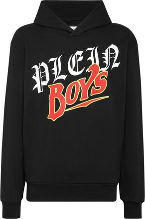 Philipp Plein logo-print cotton hoodie - men - Cotton - M - Black