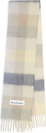 Acne Studios Vally Plaid Alpaca, Wool & Mohair Blend Scarf in Vanilla/Beige/Lavender at Nordstrom