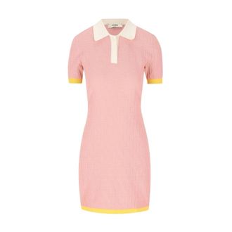 Fendi FF Cotton and Silk Dress - female - Fendi - Shirt Dresses - Pink - 2XS - Dresses