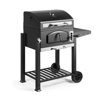 VonHaus XL American Charcoal BBQ with One Shelf in Dark Grey