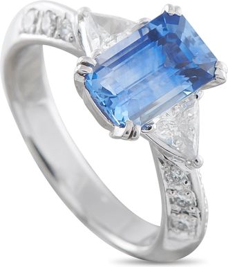 Luxury Bazaar Platinum 0.73 ct Diamond and 2.71 ct Sapphire Ring MF04-122925