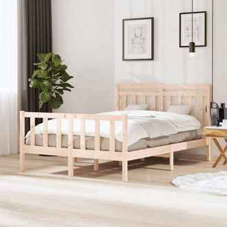 Berkfield Home Bed Frame Solid Wood 140x190 cm in Brown