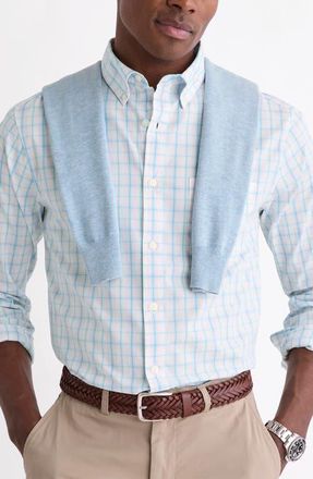 Vineyard Vines Lorelei Plaid Perfect Wash Stretch Cotton Button-Down Shirt in Pink Drink at Nordstrom, Size Large