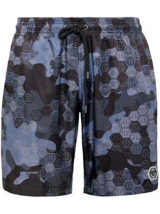 Philipp Plein Costume da bagno con monogramma - Blu