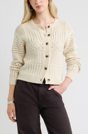 Treasure & Bond Patchwork Pointelle Cardigan in Ivory Dove at Nordstrom, Size Xx-Large