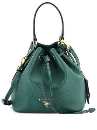 Prada Top Handle Saffiano Leather Small bucket bag - Green