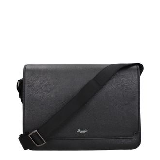 Pineider Herrens Schwarze Leder-Umh&auml;ngetaschen