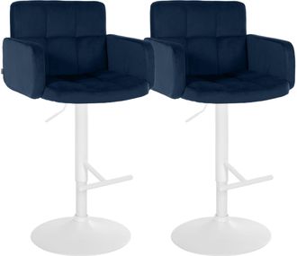 Clp Juego De 2 Taburetes De Bar Los Angeles Terciopelo Azul Blanco