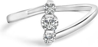 House of Brilliance 10K Gold 1/4 Cttw Lab Grown Diamond Vertical Three Stone Ring in White at Nordstrom, Size 6.5