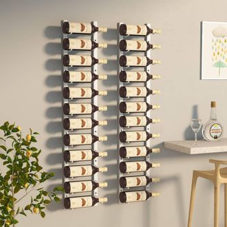 vidaXL Vidaxl - Botellero De Pared Para 12 Botellas 2 Unidades Hierro Blanco