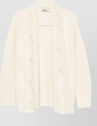 Ermanno Scervino ribbed knit lace trim cardigan