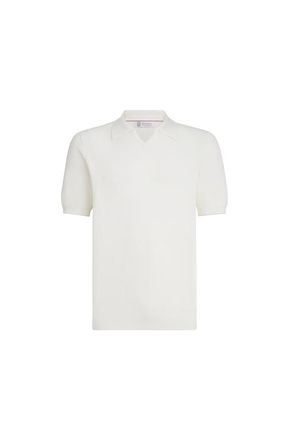 Brunello Cucinelli Cotton English rib knit polo in White at Nordstrom, Size 44 It