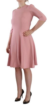 Dolce & Gabbana Womens Pink 3-4 Sleeves Viscose Blend A-Line Dress Acetate Elastane