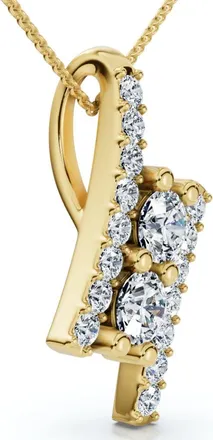Pompeii3 1/2Ct Two Stone Diamond Pendant Gold Necklace Lab Grown 18 Lab Grown