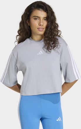 adidas T-Shirt ADIDAS SPORTSWEAR W 3S SJ TLR T, Damen, Gr. XXL, halo silber, wei&szlig;, Obermaterial: 100% Baumwolle, bauchfrei, Rundhals, Shirts T-Shirt