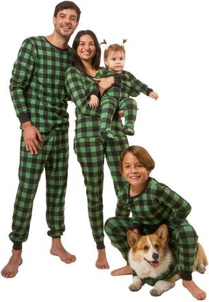 Leveret Womens Cotton Plaid Matching Family Holiday Pajamas in Plaid Black & Green at Nordstrom, Size 4X-Large