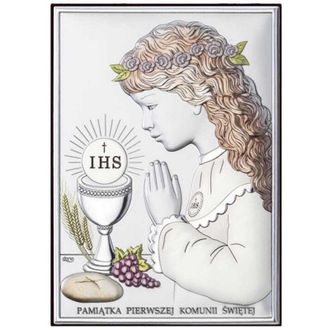 OEM Cuadro De Plata Para Ni&ntilde;a Como Recuerdo De Su Primera Comuni&oacute;n Ds04-ca 10 X 14 Cm