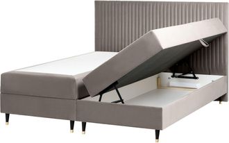 Beliani Beliani - Letto Matrimoniale In Velluto Bianco Sporco Con Contenitore 180 X 200 Cm Dame