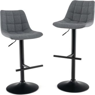 Costway 2 Sgabelli Regolabile in Altezza in Tessuto, Sgabello Cucina Girevole a 360° con Poggiapiedi e Seduta Imbottita, Sedia Portata 150 kg per