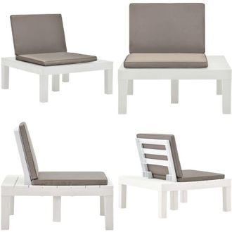 vidaXL Sedia a Sdraio da Giardino con Cuscino in Plastica Bianca - Sdraio da patio - Sdraio in plastica