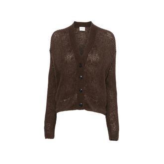 Closed Ribbed-knit V-neck Cardigan
