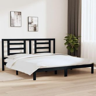 Berkfield Home Bed Frame Black Solid Wood Pine 200x200 cm