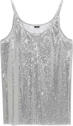 Paco Rabanne Zilveren Mesh Tanktop Mouwloos Slim Fit - Dames - Tops zonder mouwen - Grijs - S - Tops