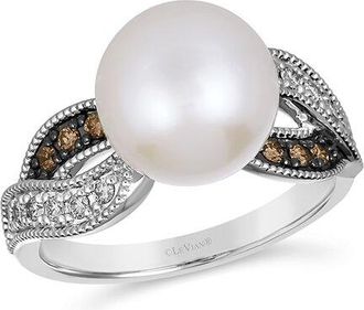 Le Vian 14K 0.22 Ct. Tw. Diamond & 10Mm Pearl Cocktail Ring