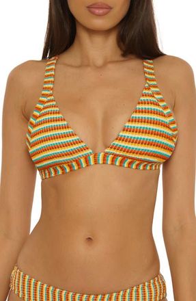 Lucky Brand Ocean Wave Seersucker Bikini Top in Red Multi at Nordstrom, Size Medium