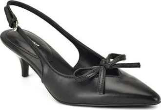 Nine West Lyrical Slingback Pointed Toe Kitten Heel Pump in Black at Nordstrom, Size 10.5