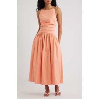 Line & Dot Talie Stretch Cotton Maxi Dress in Coral at Nordstrom, Size X-Small