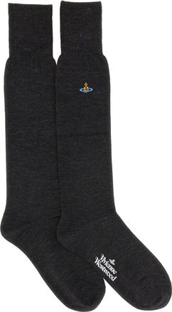 Vivienne Westwood High Socks With Orb Embroidery-Donna