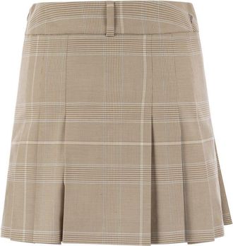 Dondup Womens Prince Of Wales Mini Skirt - Tan - Size EU 46 (Womens)