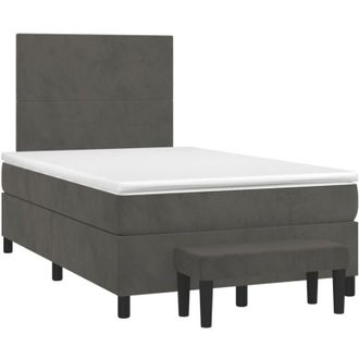 vidaXL Cama Box Spring Con Colch&oacute;n Terciopelo Gris Oscuro 120x190 Cm Vidaxl