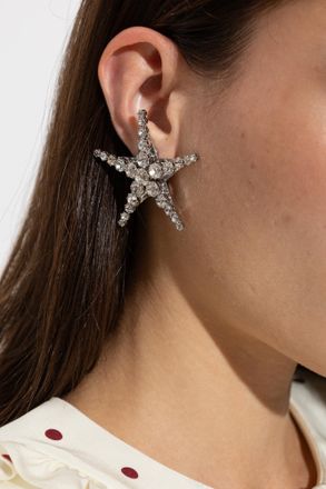 Alessandra Rich Star-shaped Clip-on Earrings, Womens, Silver
